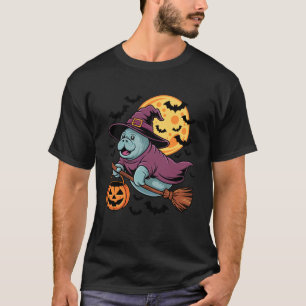 Süße Manatee-Hexe auf einem Besen reitend Hallowee T-Shirt