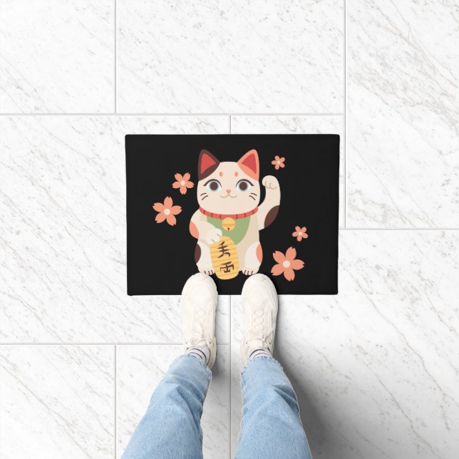 Süße Maneki Neko Glückskatze  Fußmatte (Indoor)