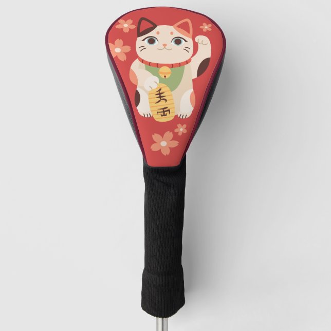 Süße Maneki Neko Glückskatze Golf Headcover (Vorderseite)