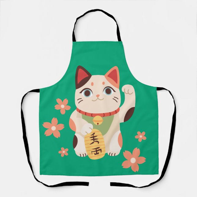 Süße Maneki Neko Glückskatze Schürze (Vorderseite)