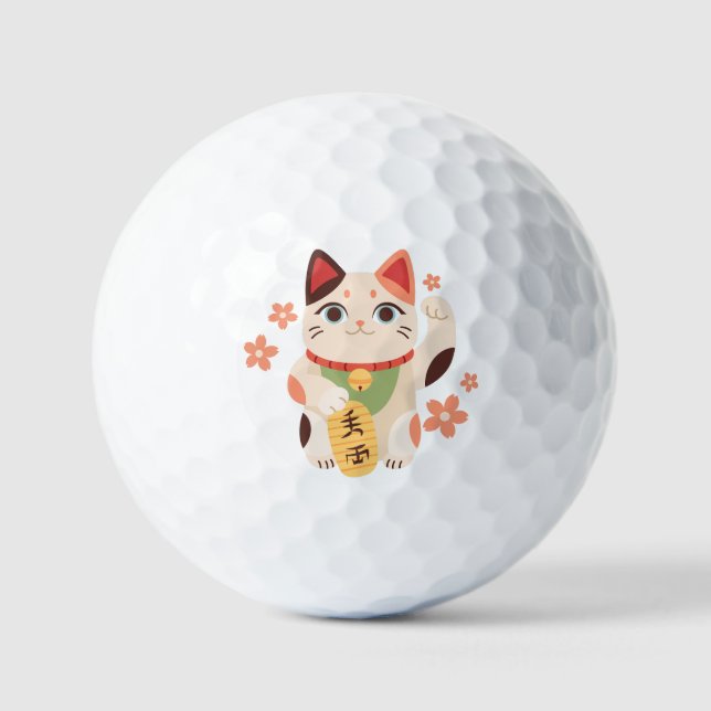 Süße Maneki Neko Lucky Cat Golfbälle (Vorderseite)
