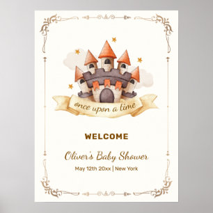 Süße Märchenprinz-Schloss-Baby-Party-Willkommen Poster