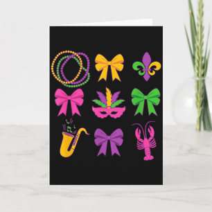 Süße Mardi Gras Coquette Bows  Karte