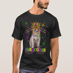 Süße Mardi Gras Katze Burmesische Maske Perlen Fes T-Shirt