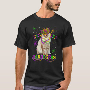 Süße Mardi Gras Katze Sibirische Maskenperlen Fest T-Shirt