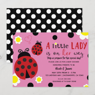 Süße Marienkäfer-Blume Rosa Mädchen Baby Shower Ei Einladung