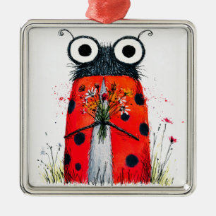 Süße Marienkäfer mit wildem Blumenstrauß Ornament Aus Metall