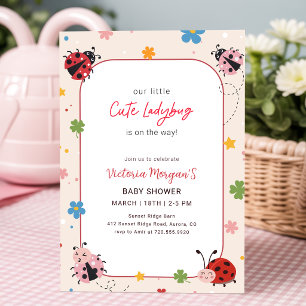 Süße Marienkäfer Moderne Wildblumen Baby Shower Einladung