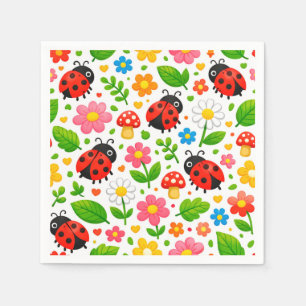 Süße Marienkäfer und Blumen für Kinder Naturliebha Serviette