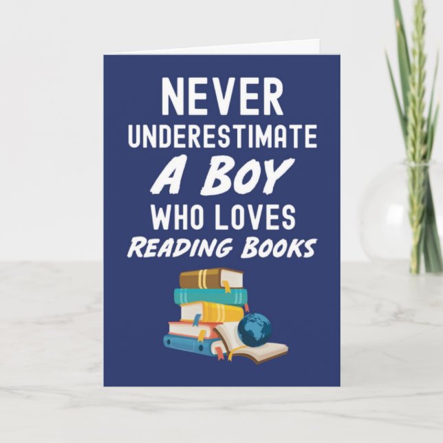 Süße marineblaue Buchlesekarten für Baby Jungen Ki Karte (Vorderseite)