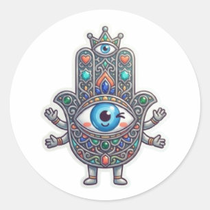 Süße marokkanische Amazigh-Hamsa-Böse-Augen-Kawaii Runder Aufkleber