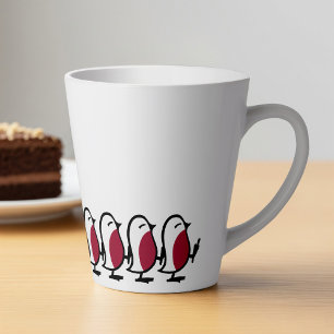 Süße marschierende Rotkehlchen einfache Vogellinie Milchtasse