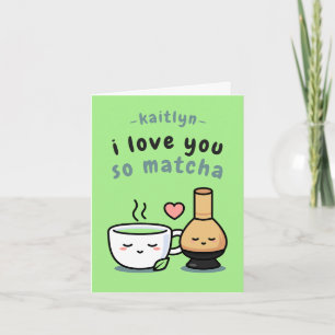 Süße Matcha-Tee-Liebe-Cartoon Valentinstag Karte