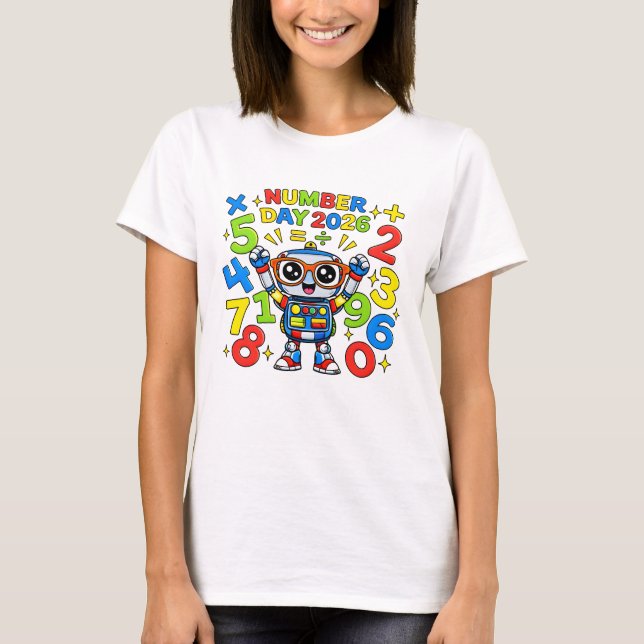 Süße Mathe Zahlen Robot Rechner T-Shirt Kinder!! (Vorderseite)