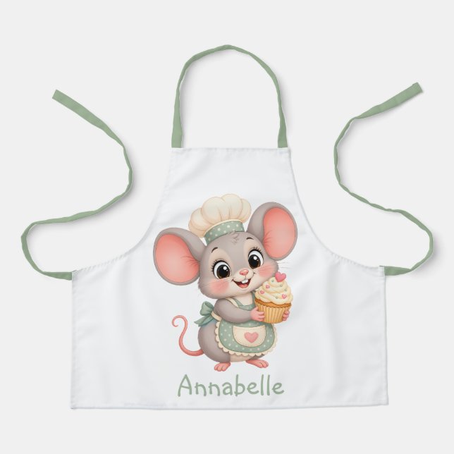 Süße Maus Bäcker Personalisieren Schürze (Vorderseite)