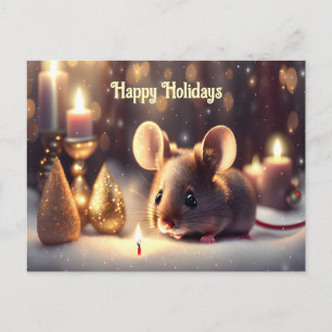 Süße Maus feiert Weihnachten Postkarte
