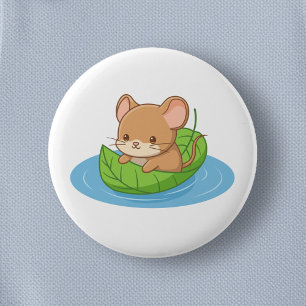 Süße Maus in einem Blattboot Button