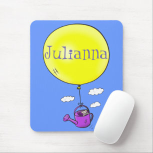 Süße Maus in Gießkanne mit Ballon Cartoon Mousepad