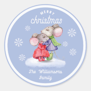Süße Maus Minimalistisches Weihnachtsgeschenk Runder Aufkleber