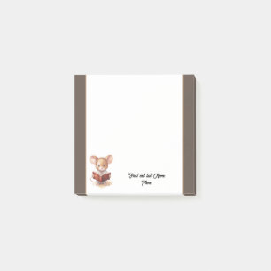 Süße Maus mit Buch Post-it Klebezettel