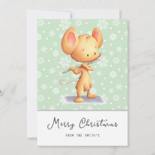 Süße Maus-Musiker-Weihnachtsbotschaft Frohe Weihna Feiertagskarte