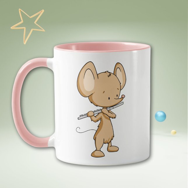 Süße Maus-Musikerin Flötistin Personalisiert Tasse (Von Creator hochgeladen)