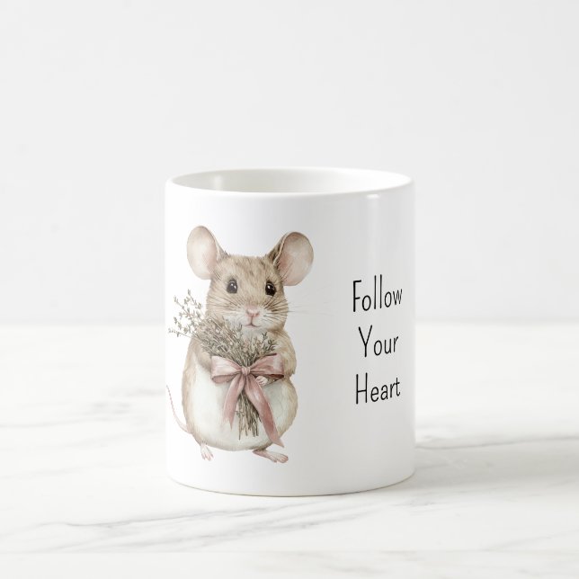 Süße Maus Rosen Rosa Schleife Kaffeetasse (Mittel)