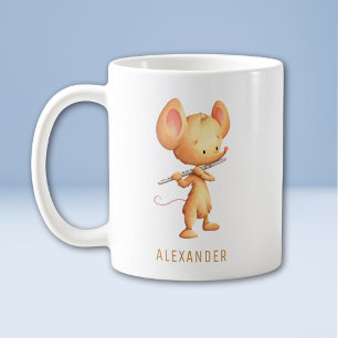 Süße Maus spielt Flöte Kaffeetasse