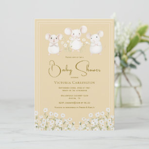 Süße Mäuse & Gänseblümchen Gelbe Babyparty Einladung