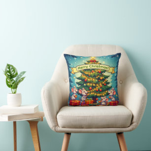 Süße Mäuse Kekse Weihnachtsbaum Festliche Fröhlich Kissen
