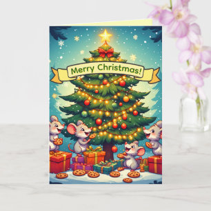 Süße Mäuse Kekse Weihnachtsbaum Fröhlich Festlich Karte