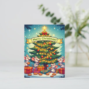 Süße Mäuse Kekse Weihnachtsbaum Fröhlich Festlich Postkarte