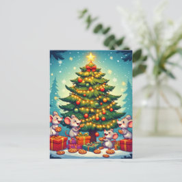 Süße Mäuse Kekse Weihnachtsbaum Fröhlich Festlich Postkarte