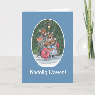 Süße Mäuse singen Weihnachtslieder - Walisische We Feiertagskarte