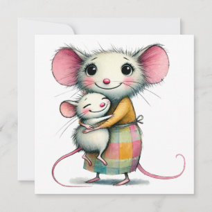 Süße Mäuse - Whimsical Muttertags-Mom und Kind Karte