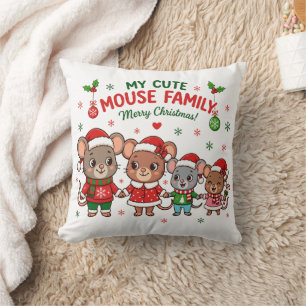 Süße Mäusefamilie Frohe Weihnachten Kissen