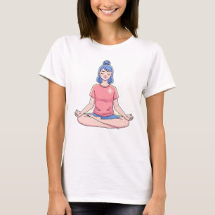 Süße Meditationsmädchen-Yoga-Illustration T-Shirt