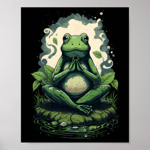 Süße meditierende Frosch-Zen-Yoga-spirituelle Medi Poster