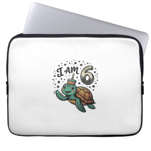 Süße Meeresschildkröte 6. Geburtstag Vintage-Shirt Laptopschutzhülle