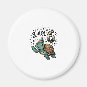 Süße Meeresschildkröte 6. Geburtstag Vintage-Shirt Magnet