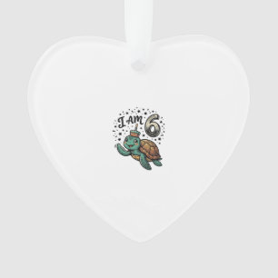 Süße Meeresschildkröte 6. Geburtstag Vintage-Shirt Ornament