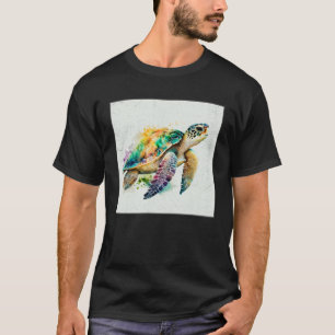 Süße Meeresschildkröte-Farbspritzer-Illustration B T-Shirt