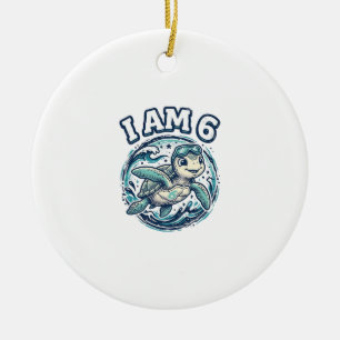 Süße Meeresschildkröte Ich bin 6 Geburtstag Vintag Keramik Ornament