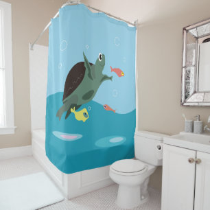 Süße Meeresschildkröte Unterwasser-Kunst Duschvorhang