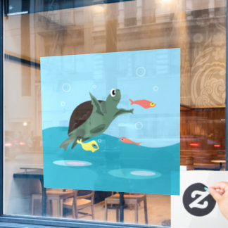 Süße Meeresschildkröte Unterwasser-Kunst Fensteraufkleber