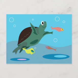 Süße Meeresschildkröte Unterwasser-Kunst Postkarte