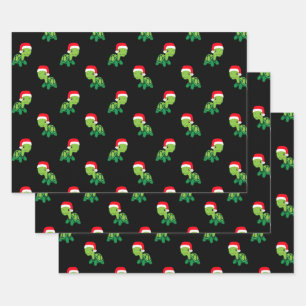 Süße Meeresschildkröte Weihnachten Xmas Santa Hut Geschenkpapier Set