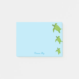 Süße Meeresschildkröten & Kalligrafie auf Hellblau Post-it Klebezettel