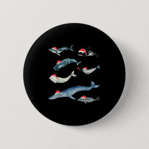 Süße Meerestiere Wale Orca Weihnachten Ozean Ani Button