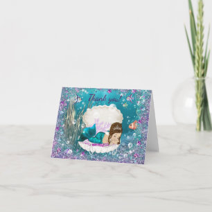 Süße Meerjungfrau Baby Shower Dankeskarten Dankeskarte